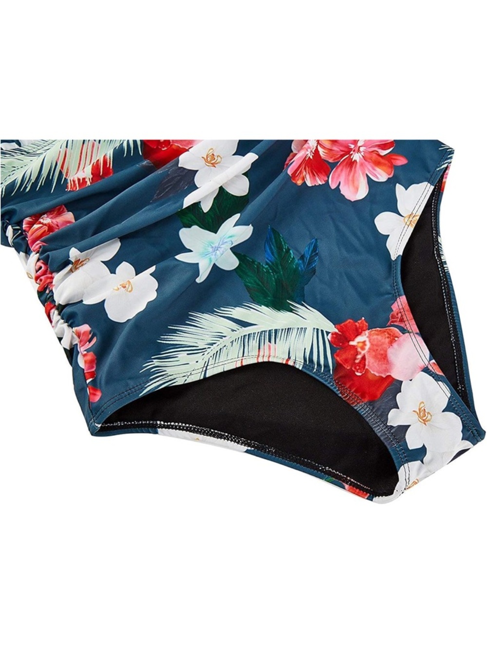 NWT Green Tropical Flower Print Halter One-Piece Swimsuit With bra Padding - Picture 5 of 5